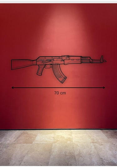 Ak-47 Desenli Siyah Metal Duvar Süsü