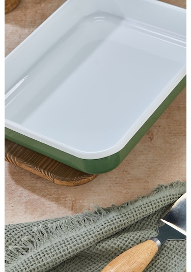 25 X 35 Cm Özel Tasarım Yemeklik Emaye Fırın Tepsisi Yanmaz Iz Bırakmaz Sunumluk