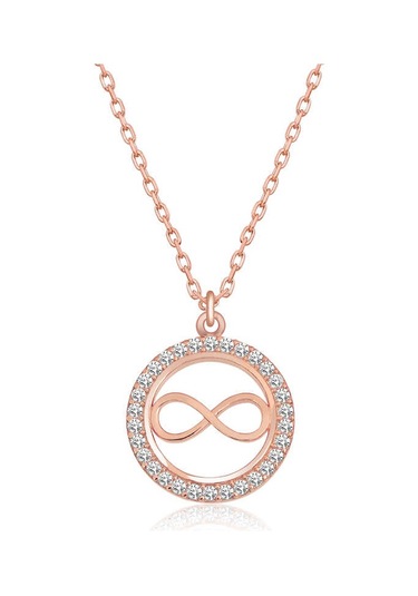 Kenpazar 925 Ayar Gümüş Rose Minik Sonsuzluk Kadın Gümüş Kolye Çok Renkli