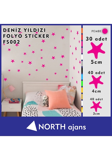 Deniz Yıldızı Folyo Duvar Sticklerı Pembe