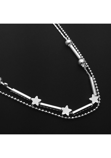 Sones Moda Takı Çift Toz Boncuk Ve Yıldız Gümüş Kaplama Bileklikler Gümüş