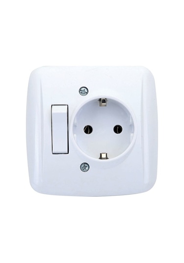 De-Pa Sıva Altı Anahtarlı Topraklı Priz Yekpare Tek Gövde Beyaz
