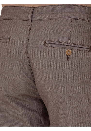 Cacharel Kahverengi Slim Fit Pamuk Karışımlı Kanvas Pantolon