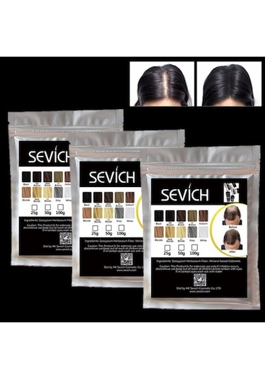 Sevich 100 Gr Siyah Orta Koyu Kahve Saç Fiberi Keratin Saç Tozu