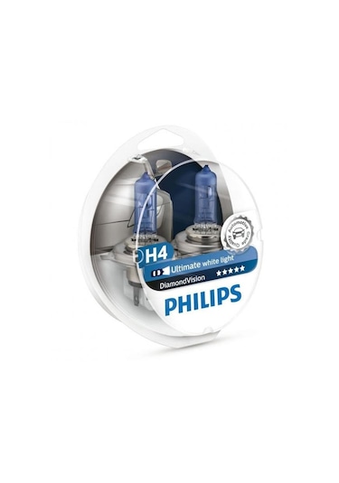 Phılıps H4 Diamond Vision 5000 Kelvin Beyaz Işık Ampul Seti