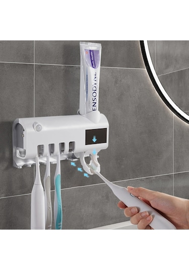 Sones Ultraviyole Diş Fırçası Sterilizatörü Banyo Duvara Monte Diş Fırçası Tutucu Siyah Diğer
