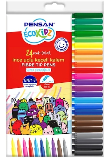 Pensan Kidz Keçeli Kalem 24 Renk İnce Uçlu Keçeli Boya Kalemi