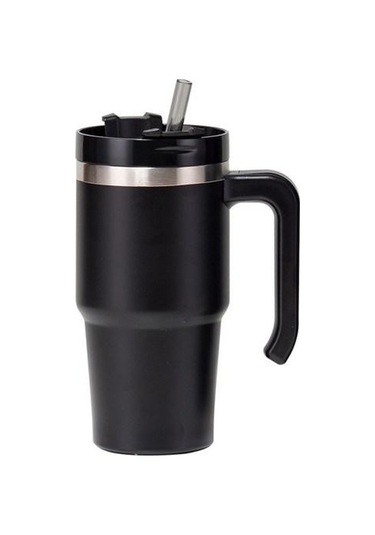 Mor 600/900 Ml Yalıtımlı Bardak Büyük Kapasiteli Sızdırmaz Çift Katmanlı Saplı Paslanmaz Çelik Araba Termal Kahve 900 Ml