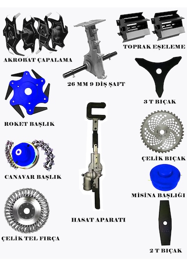 Eisenn ST900 Sırt Tırpan + Çapalama Seti + Zeytin Toplama 12 Parça Full Set