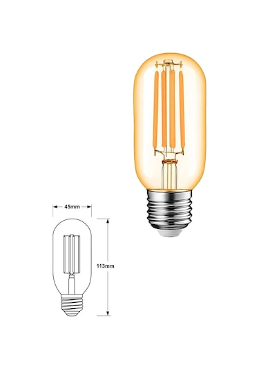 T45 Rustik Led Ampul 4w E27 Duy 2700k Amber Cam Dekoratif Vintage
