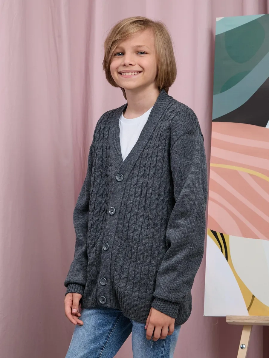 Siti Teks Düğmeli Okul Kazak 467345292 Gri