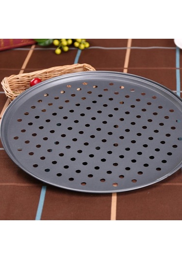 Teflon Delikli Pizza Tepsisi-tavası/ Lahmacun Pide Tepsisi 32 Cm Siyah