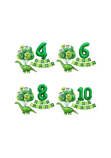 Vkemall Küçük Dinozorlu Kartoon Sayı Balon Seti - Doğum Günü Partileri İçin 32 Ve 12 İnç Lateks Balonlar Paketi