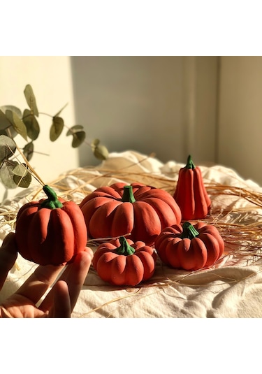 Thiramis Homeconcept Dekoratif Turuncu Balkabağı Seti 5'li