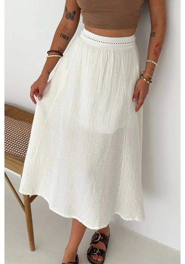 Beli Garnili Etek Beyaz Beyaz
