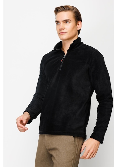 İgs Standart Yarım Fermuar Erkek Polar Siyah