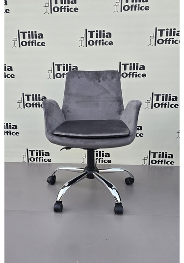 Maki Çalışma Ve Çocuk Koltuğu Krom Yonca Ayak Koyu Gri