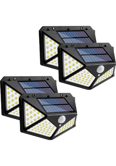 4 Adet 100 Led Solar Sokak Lambası 3 Modlu Güneş Enerjili Lamba
