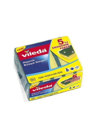 Vileda Eko Klasik Yeşil Oluklu Bulaşık Süngeri 5 Adet