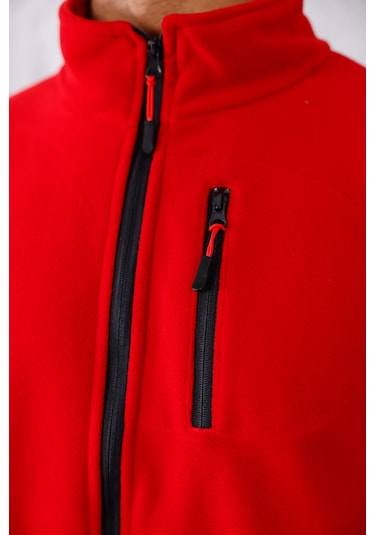 Monox Erkek Biyeli Fermuarlı Spor Polar Ceket Saks