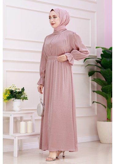 Kolu Volanlı Simli Alya Abiye-gülkurusu-5206