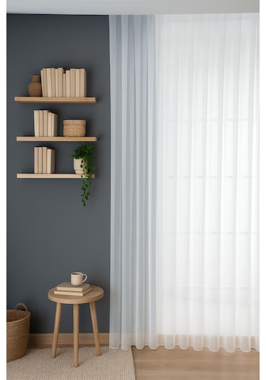 Soft Dokulu Şık Pileli Tül Perde Salon Oturma Odası Yatak Odası Çocuk Odası Beyaz