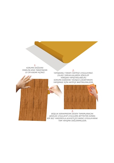 Tink Kendinden Yapışkanlı Cilalı Ahşap Desenli Pvc Panel 41x62 Cm