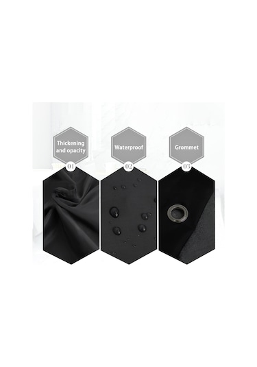 Vkemall Siyah Kalın涤纶 Banyo Perdesi - Su Geçirmez Ve Mantar Engellici, 120x180 Cm, 8 Adet Kanca İle Tamamlanmış, Özel Bölme Fonksiyonu Siyah