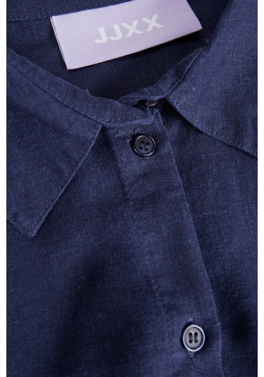 Jjxx Kadın Jxjamıe Oversize Uzun Kollu Keten Gömlek 12269668 Lacivert Lacivert