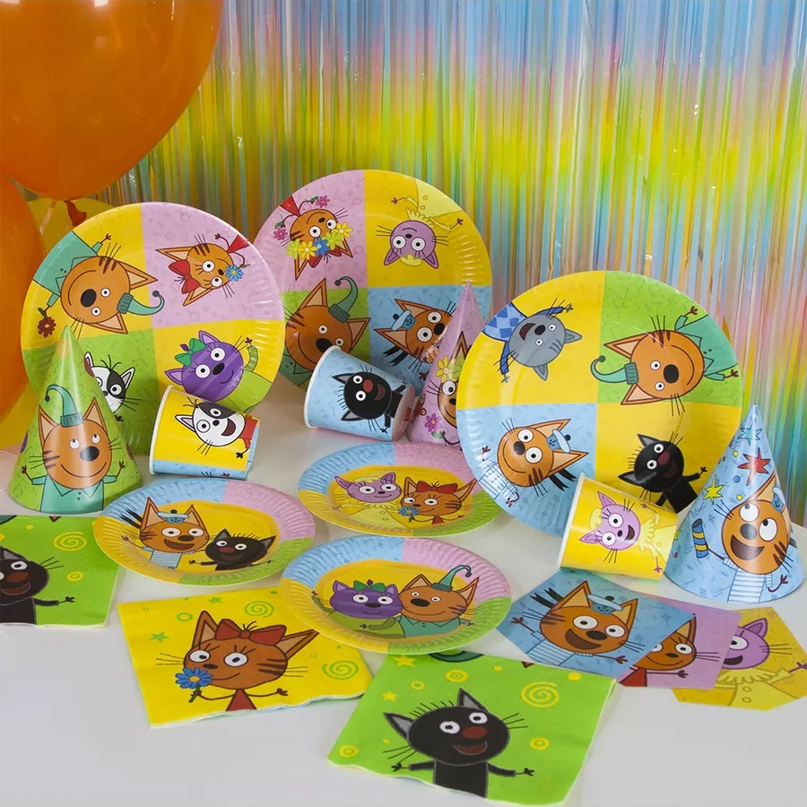 Davajdarit' 3 Kedi 12 Kişilik Tek Kullanımlık Parti Mutfak Seti 229745529 100 adet