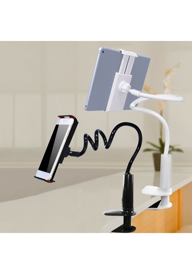 Shineyee Siyah Esnek 360 Derece Dönen Telefon Ve Tablet Tutucu - 70cm Pvc Kol İle 4-10.6 İnç Cihazlar İçin - Yatak, Masa Ve Araçda Filmler, Canlı Yayınlar İçin Evrensel Tutucu Diğer