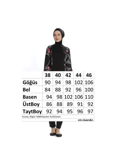 Armes Likralı Tam Kapalı Tesettür Mayo 266 01 Siyah Siyah