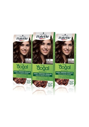 Palette Kalıcı Doğal Renkler Saç Boyası 5.0 Açık Kahve 3'lü