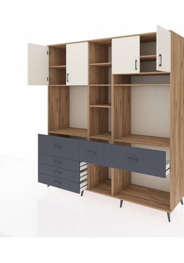 Kronos Dolap 11 Raflı 6 Çekmeceli 4 Kapaklı 220x59x243 Çam-aytaşı/antrasit Aytası/antrasıt Kronos Dolap 11 Raflı 6 Çekmeceli 4 Kapaklı 220x59x243 Çam-aytaşı/antrasit Aytası/antrasıt