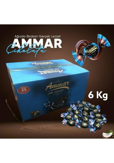 Ammar Bitter Kaplamalı Hindistan Cevizi Aromalı Bayramlık İkramlık Çikolata 6 KG