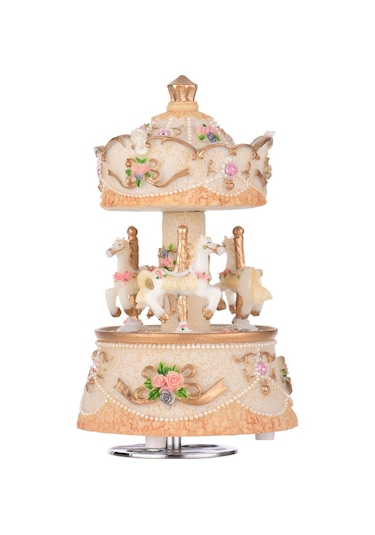 Sarı Ammoon Müzik Kutusu Atlıkarınca At Tek Boynuzlu At Renk Değişimi Led Işık Işıklı Dönen En Iyi Hediye