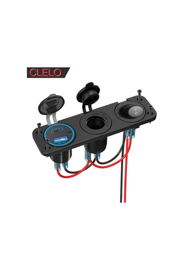 Xuweiwei Clelo 12v Araç Için 1 Set Çift Usb Ve Type-c Şarj Led Ekranlı Rv Tekne Ve Araçlar Için Hızlı Şarj Bağımsız Açma Kapama Düğmeli 12v 24v Araçlar Için Uygun