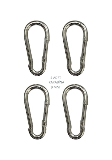 Galvanizli Karabina, 9 Mm, Askı, Çengel, Kanca, Anahtarlık 4 Adet