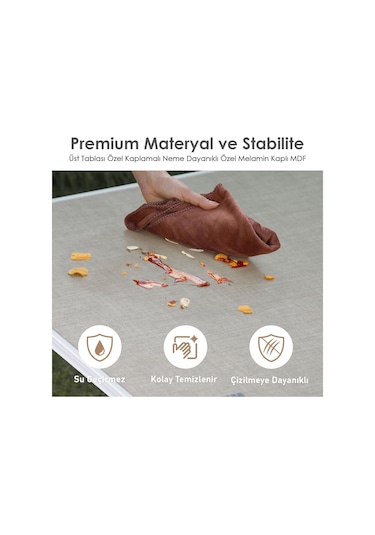 Haegs Portatif Kamp Masası, 3 Yükseklik Ayarlı, Katlanır Piknik Masası, Kolay Taşınabilir Alüminyum Masa - 80x50 - Antrasit