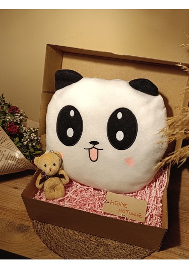Kutulu Hediye Seti / Panda Yastık 35cm Ve Ayıcık Anahtarlık