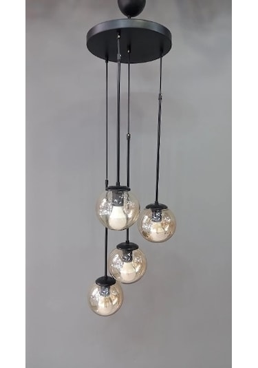 Glob Camlı Bal 4 Lü Avize Gold1