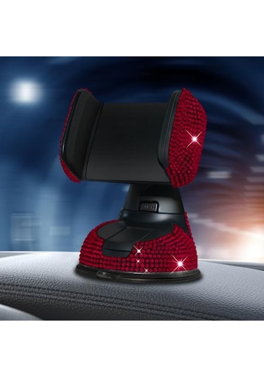 Telefon Desteği 360 Derece Döndürülebilir Süs Elmaslı Araba Gösterge Paneli Cep Telefonu Beyaz