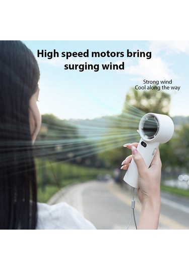 Kangvka Usb Şarjlı El Tipi Mini Fan, Led Ekranlı Hızlı Soğutma, Taşınabilir Ev/seyahat/outdoor Kullanıma Uygun Beyaz
