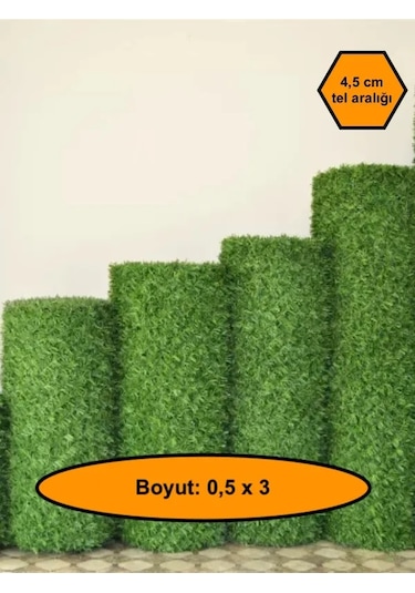 0.5x3 Metre Çim Çit. Bahçe Çiti. Dekoratif Telli Çit. Yapay Çim Çit