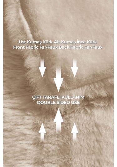 Kürk Yatak Örtüsü Seti Tek Kişilik Peluş Yumuşak Yorgan Wellsoft 2 Parça Loria Bej