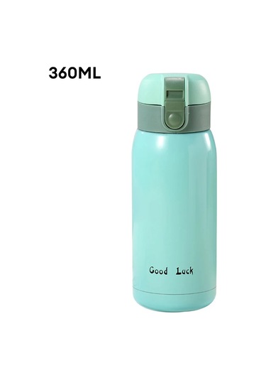 Good Luck Sevimli Termos Paslanmaz Çelik Termos Yeşil 360 ML