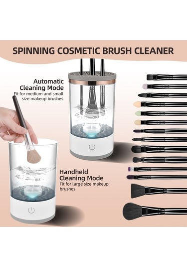 Didadodo Usb Şarjlı Otomatik Döner Makyaj Fırçası Temizleyici - Tüm Boyutlar İçin Uygun Şeffaf Küçük Boyutlar İçin Uygun Şeffaf