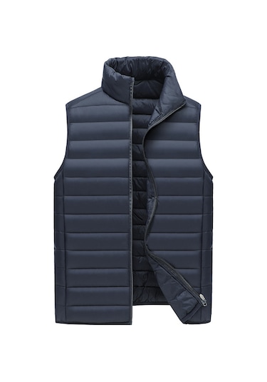 Erkekler İçin Kaz Tüyü Dolgulu Pamuklu Yelek, Sonbahar Ve Kış İç Yelek, Kolsuz Pamuklu Ceket, Ceket Siyah