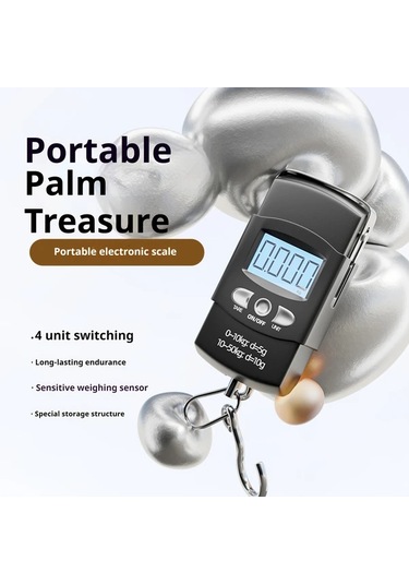 Xuweiwei Siyah Taşınabilir Palmiye Hazinesi Elektronik Asma Tartısı 50kg Kapasite Abs Malzeme Arka Aydınlatmalı Lcd Ekran Balıkçılık İçin İdeal Siyah