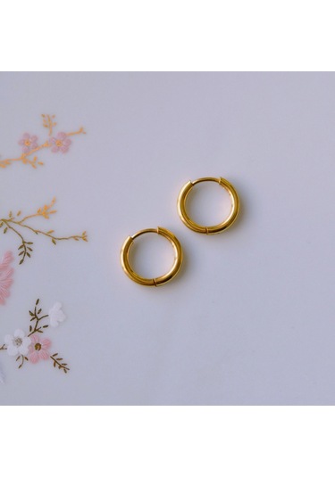 10 Mm Cerrahi Çelik Gold Halka Küpe Sarı